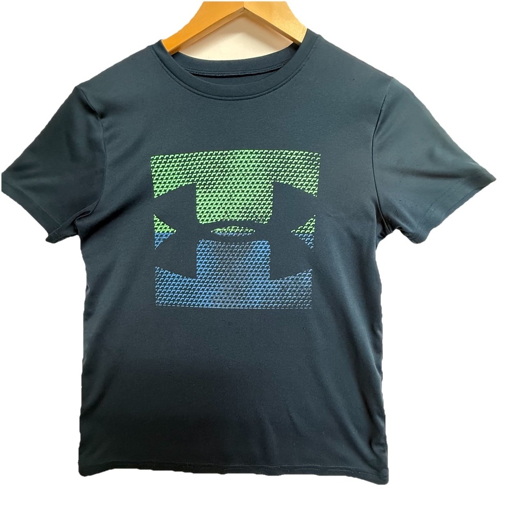Under Armour Kids Navy Blue HeatGear Big Logo Short Sleeve Athletic T-Shirt‎ L